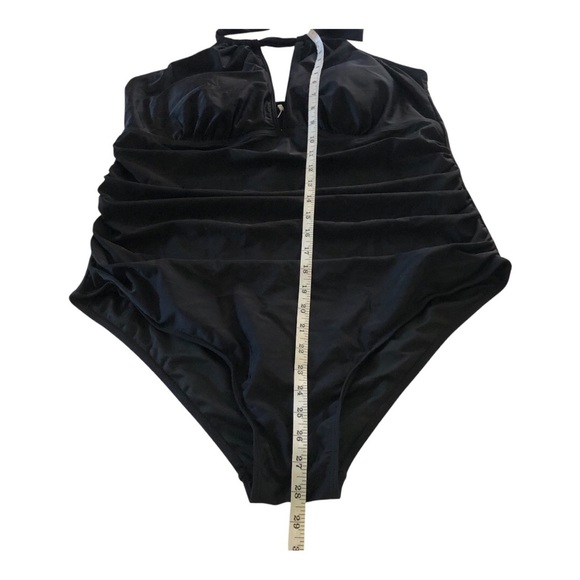 Aqua Eve Halter Keyhole Ruched Tummy Control One-Piece Swimsuit Plus Size 22W - Picture 15 of 16